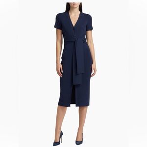 Toccin Agnes Short-Sleeve Cardi Navy Midi-Dress. Size M. MSRP $325